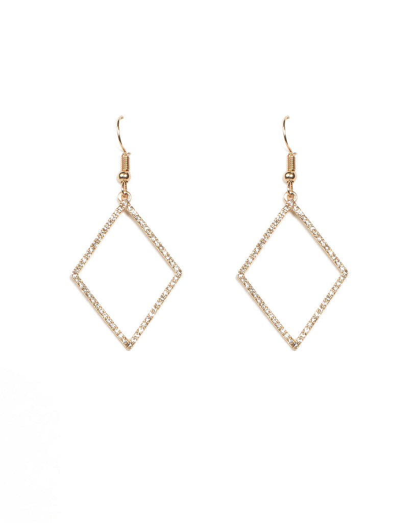 Fine Diamante Pave Drop Gold Earrings