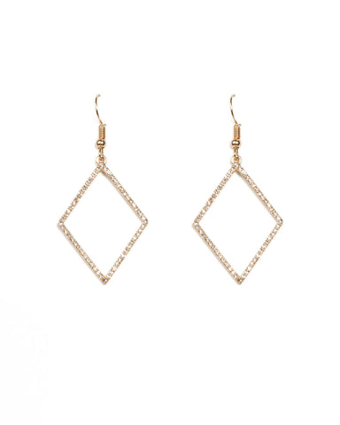 Fine Diamante Pave Drop Gold Earrings