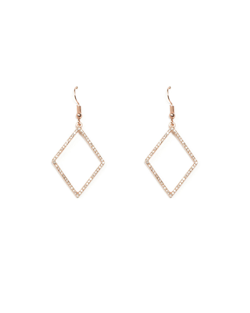Fine Diamante Pave Rose Gold Drop Earrings