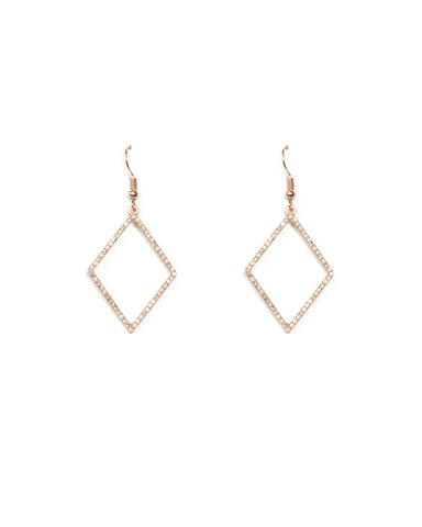 Fine Diamante Pave Rose Gold Drop Earrings