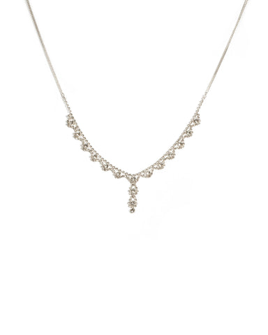 Crystal Silver Tone Round Stone Diamante Cup Chain Necklace