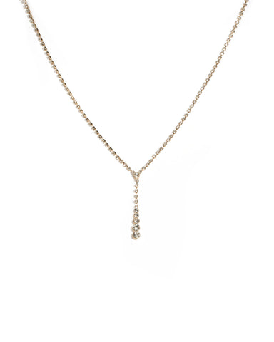 Crystal Gold Tone Round Diamante Stone Gradual Drop Necklace