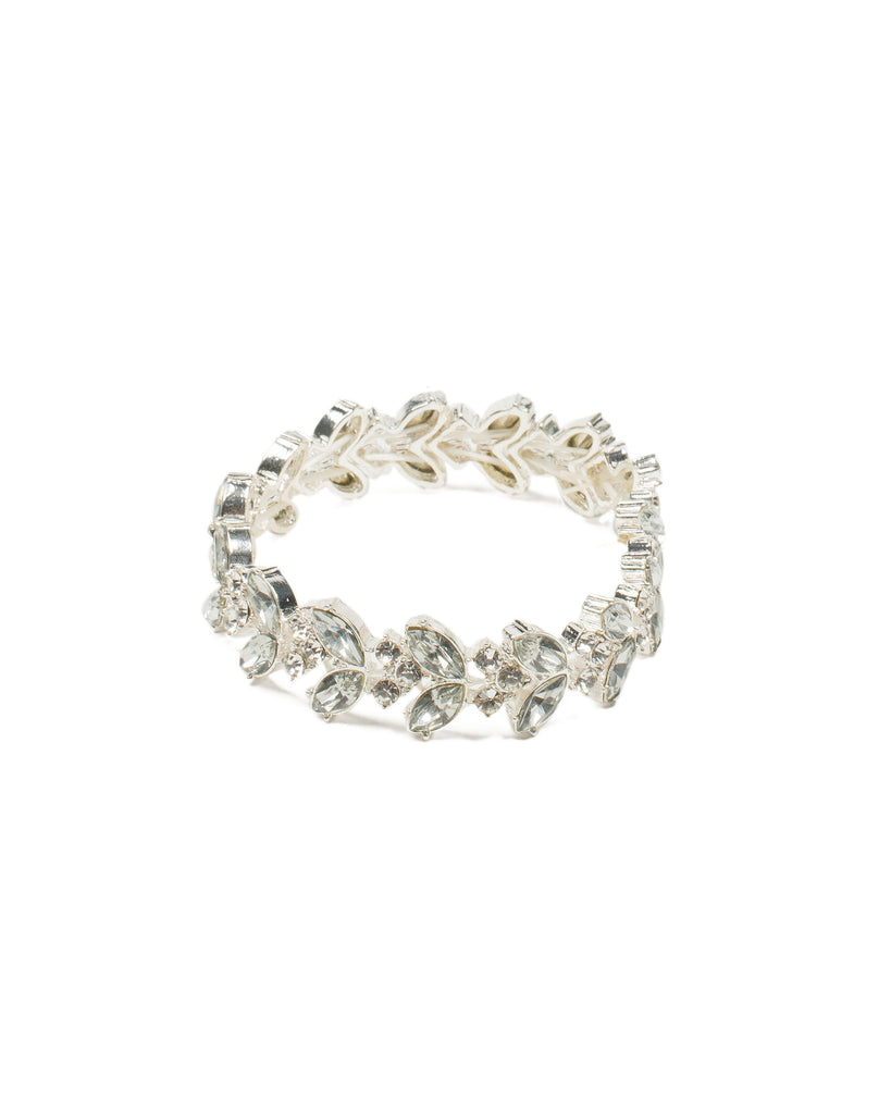 Silver Tone Navette Stone Stretch Wristwear