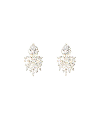 Cubic Zirconia Mini Marquise Silver Stone Stud Earrings