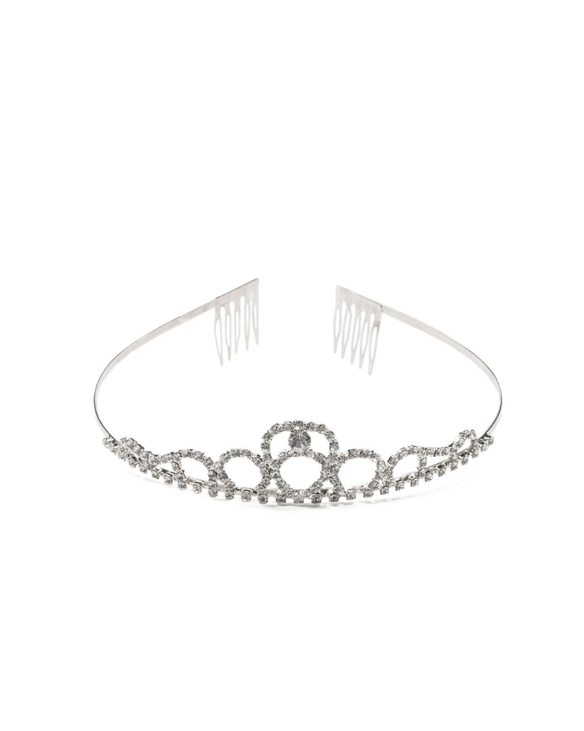 Silver Tone Tiara Comb Headpiece