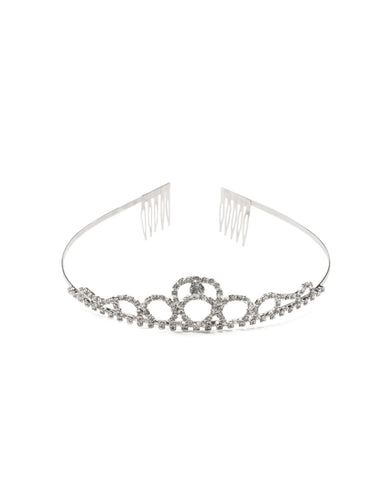 Silver Tone Tiara Comb Headpiece