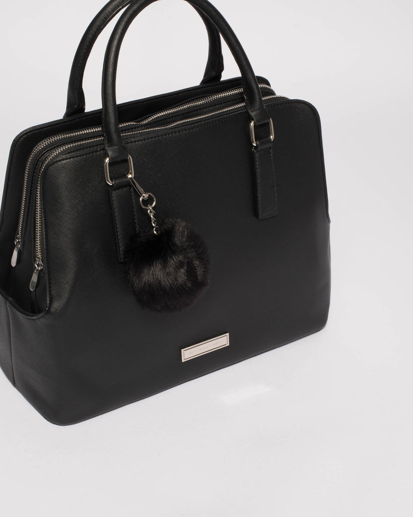 Black Saffiano Bonnie Large Tote Bag With Silver Hardware