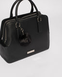 Black Saffiano Bonnie Large Tote Bag With Silver Hardware