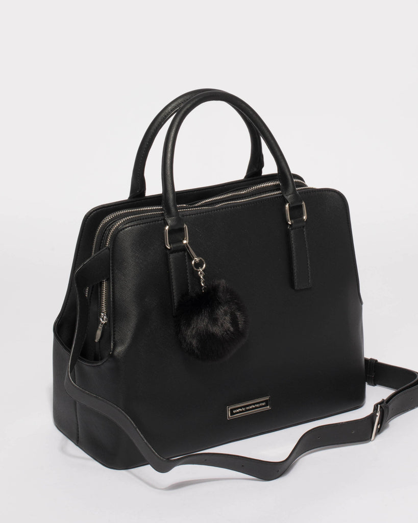 Black Saffiano Bonnie Large Tote Bag With Silver Hardware