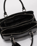 Black Saffiano Bonnie Large Tote Bag With Silver Hardware