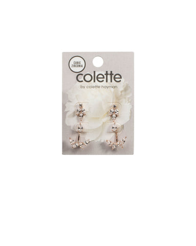 Cubic Zirconia Front Back Rose Gold Stud Earrings