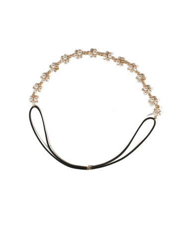 Gold Tone Pearl Cluster Headband