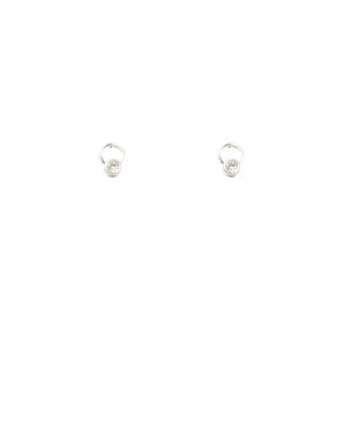 Circle Round Diamante Silver Stud Earrings