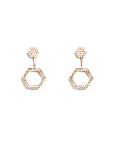 Cubic Zirconia Geometric Front Back Rose Gold Earrings