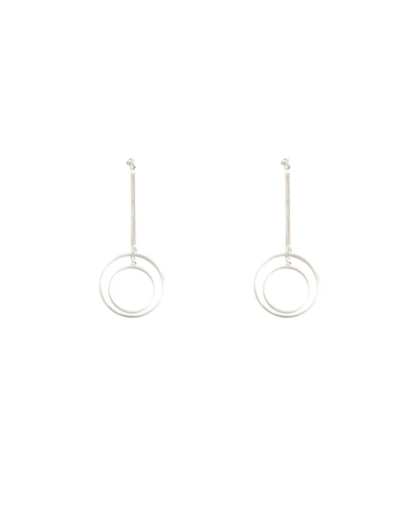 Diamante Silver Fine Metal Circles Earrings