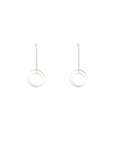 Diamante Silver Fine Metal Circles Earrings