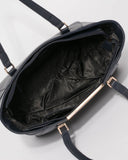 Navy Domi Hardware Tote Bag With Gold Hardware