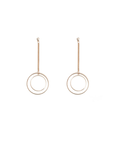 Diamante Rose Gold Fine Metal Circles Earrings