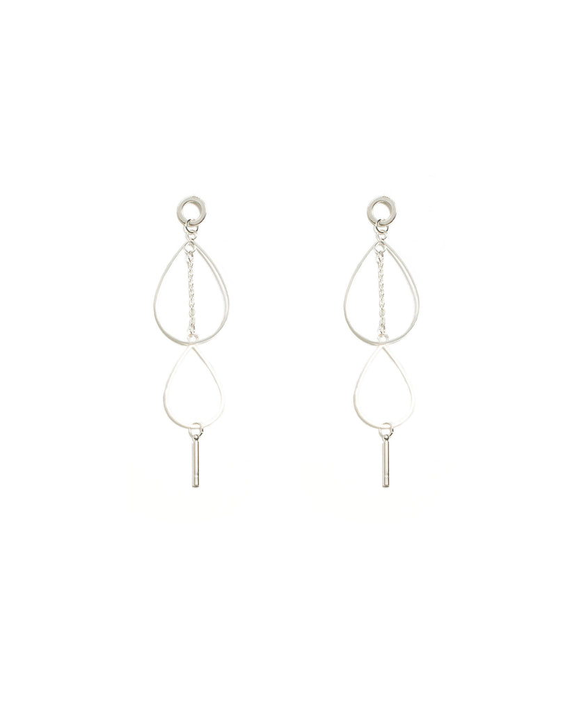 Fine Silver Metal Teardrop Earrings