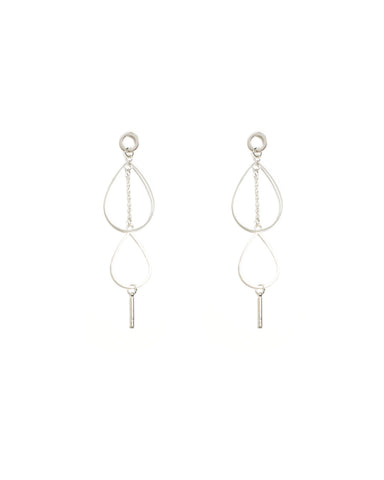 Fine Silver Metal Teardrop Earrings