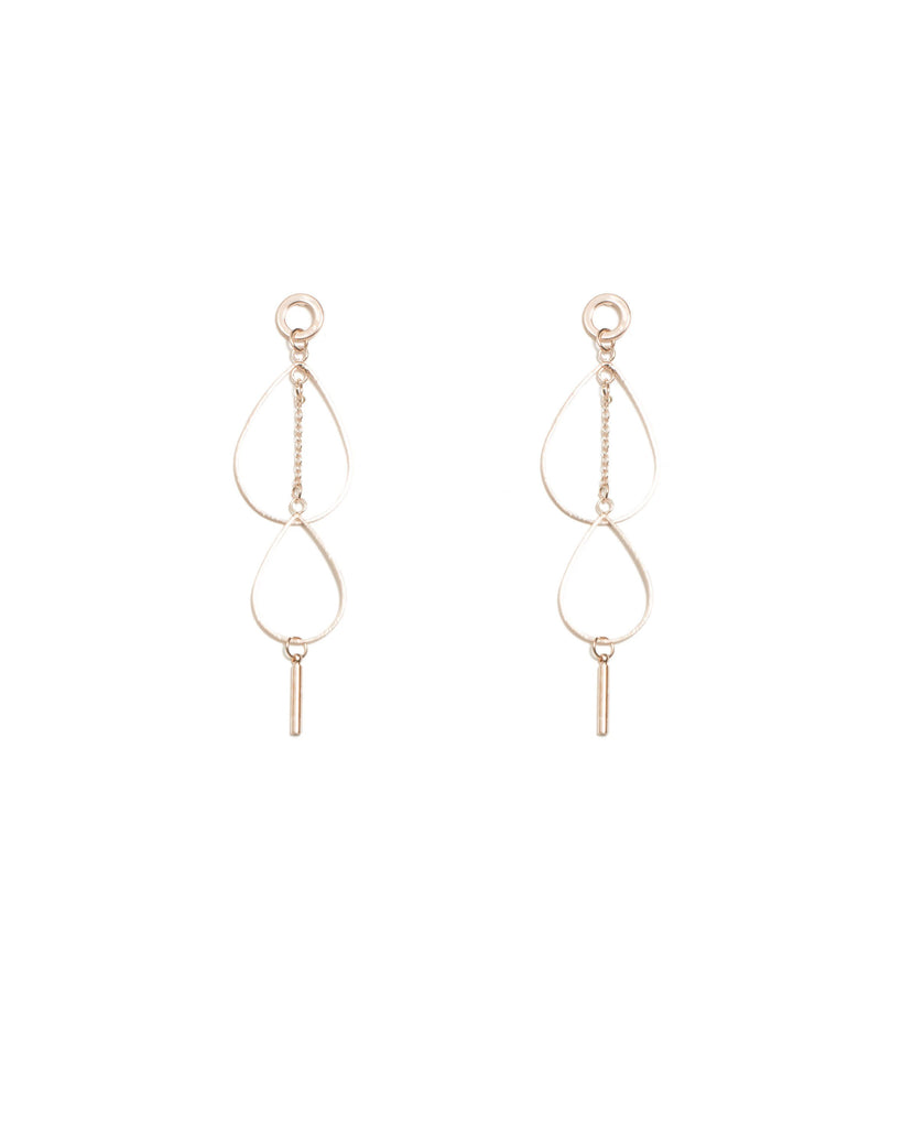 Rose Gold Fine Metal Teardrop Shapes Earrings