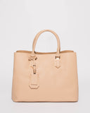 Beige Tori Tag Tote Bag