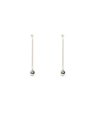Diamante Stone Silver Ball Chain Drop Earrings