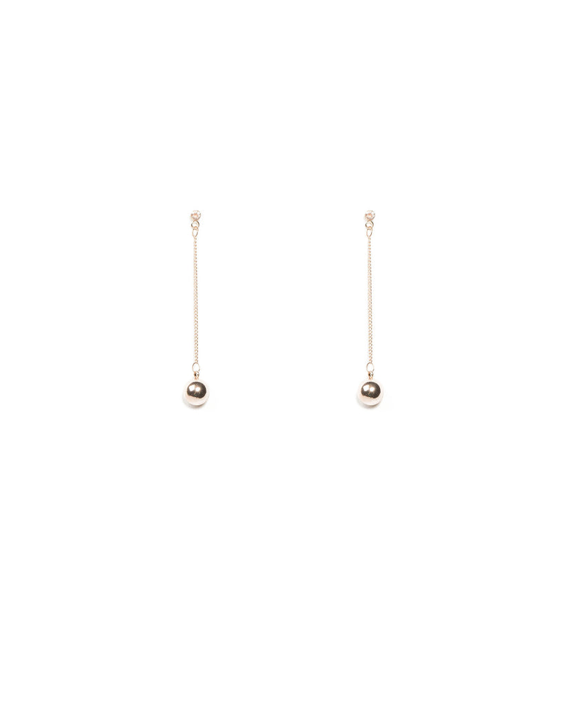 Diamante Stone Rose Gold Ball Chain Drop Earrings
