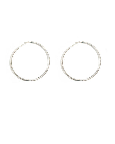 Diamante Cup Chain 75mm Silver Hoop Earrings