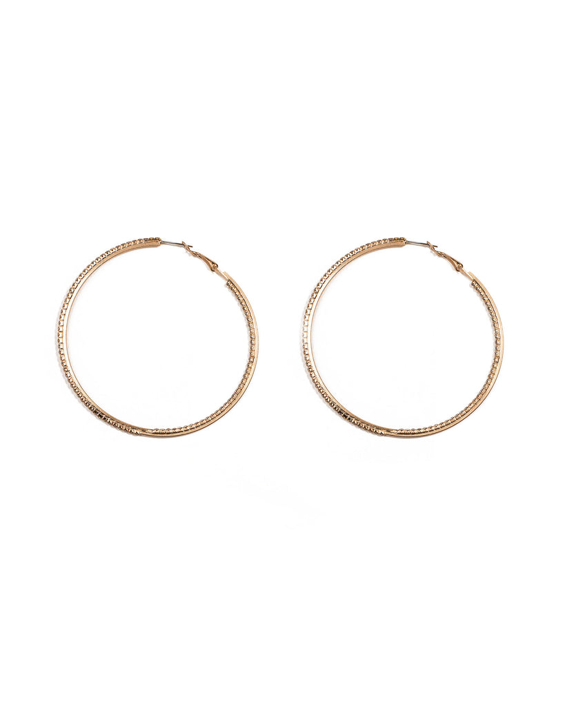 Diamante Cup Gold Chain 57mm Hoop Earrings
