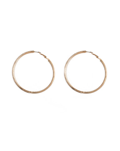 Diamante Cup Gold Chain 57mm Hoop Earrings
