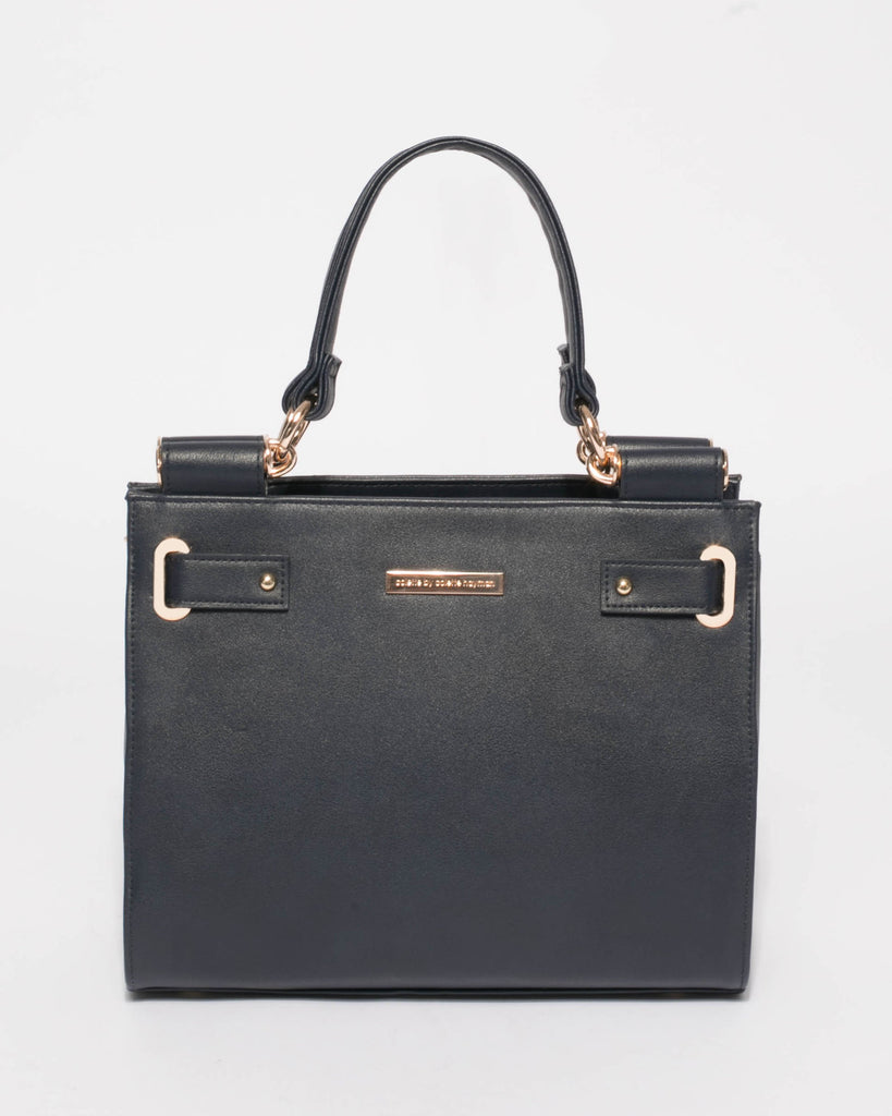 Navy Stephanie Square Tote Bag