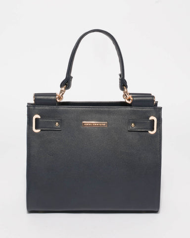 Navy Stephanie Square Tote Bag
