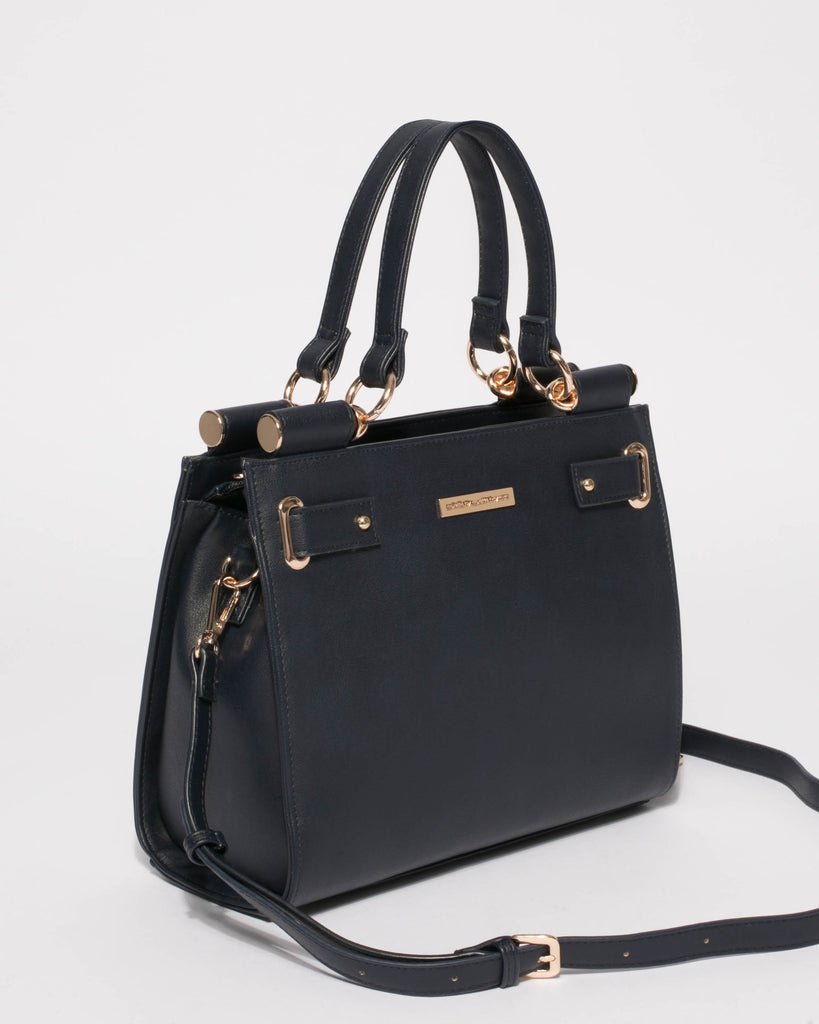 Navy Stephanie Square Tote Bag
