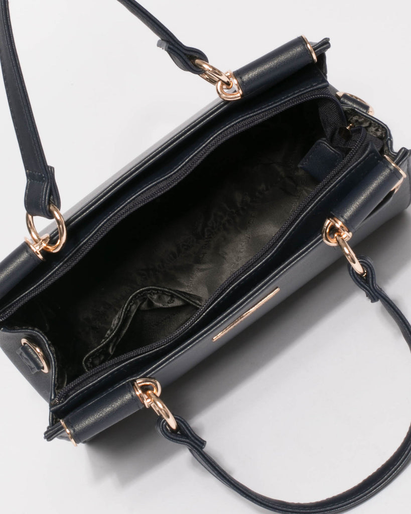 Navy Stephanie Square Tote Bag