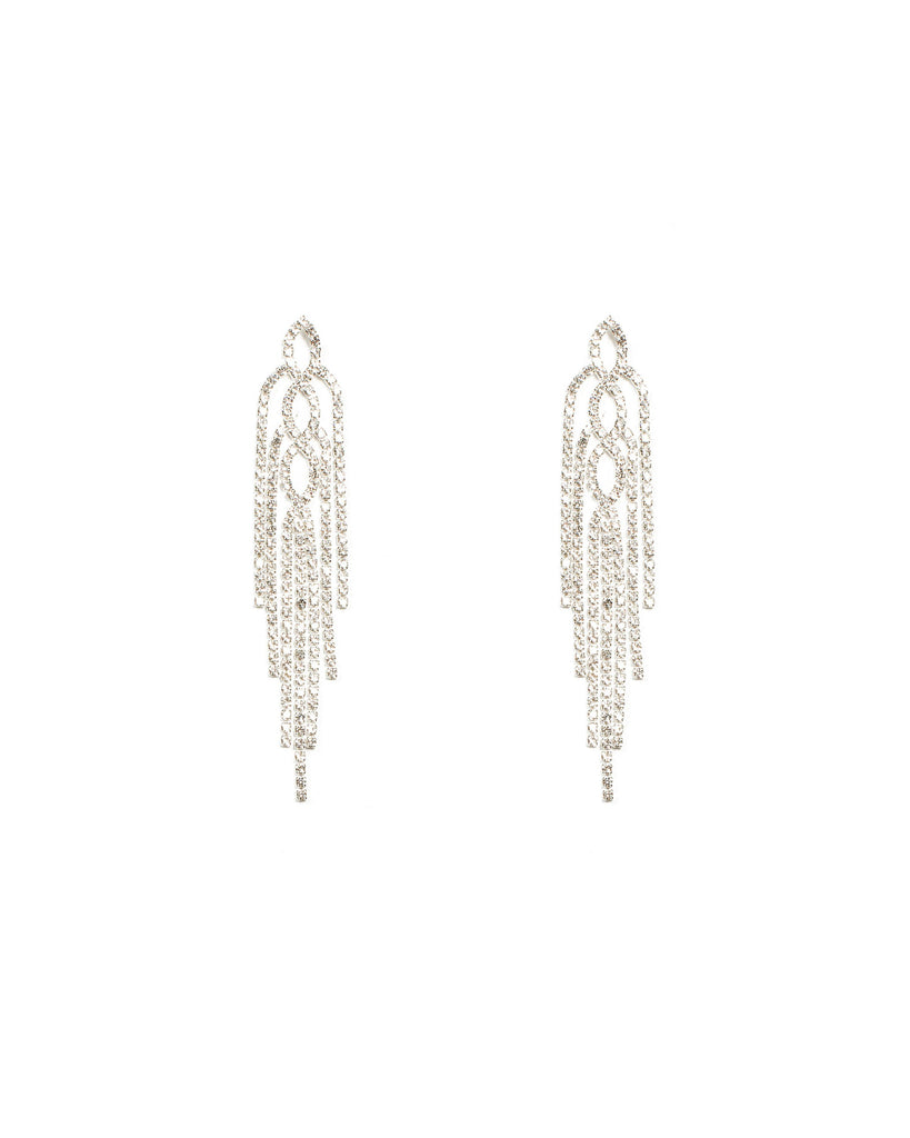 Diamante Cup Chain Tassel Statement Earrings