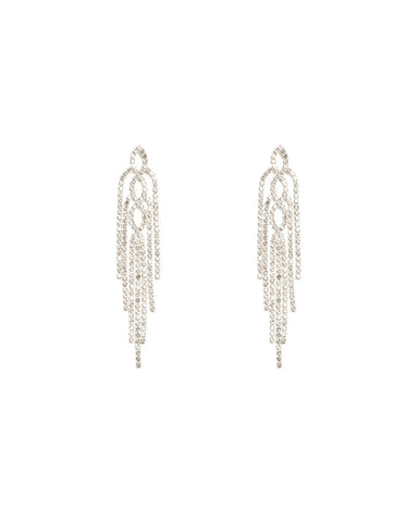 Diamante Cup Chain Tassel Statement Earrings