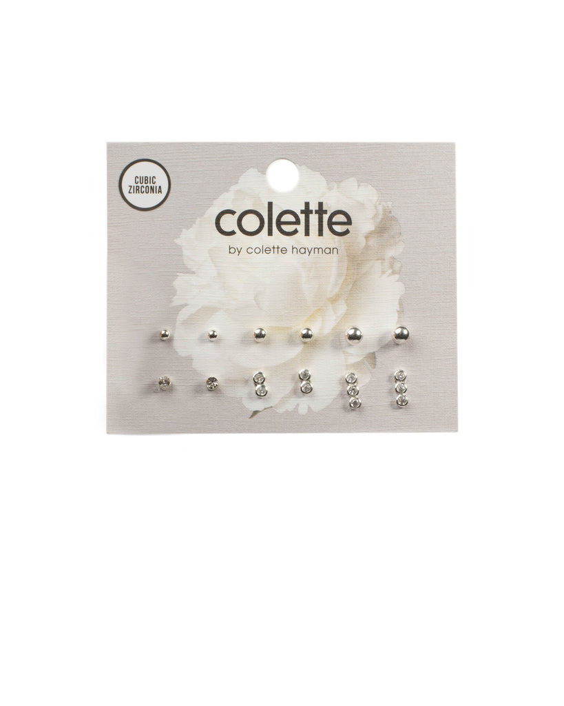 Round Diamante Silver Ball Stud Earring Pack