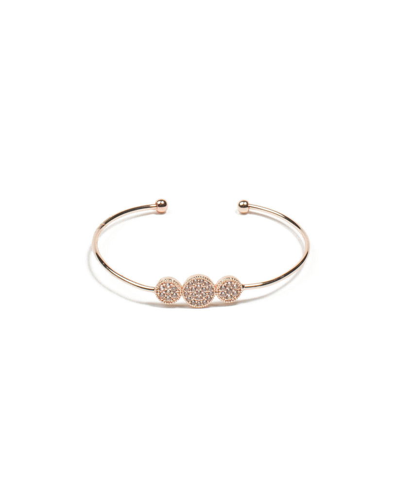 Rose Gold Diamante Pave Stone Cuff Wristwear