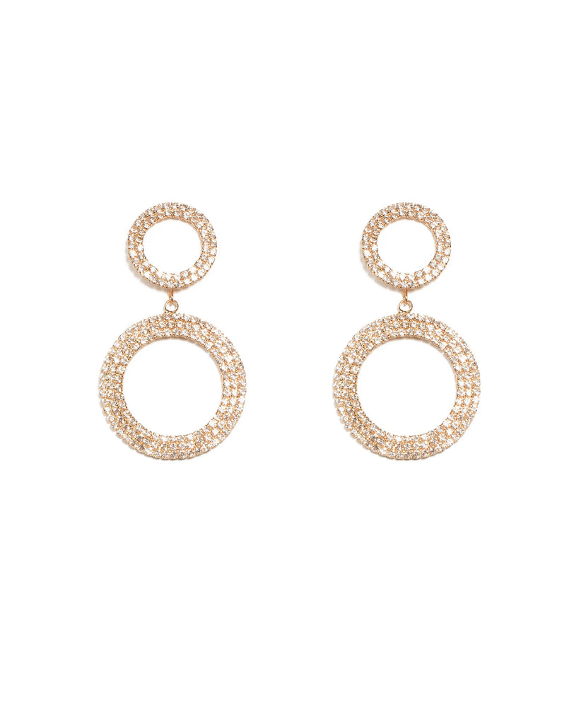 Diamante Cup Chain Round Gold Statement Earrings