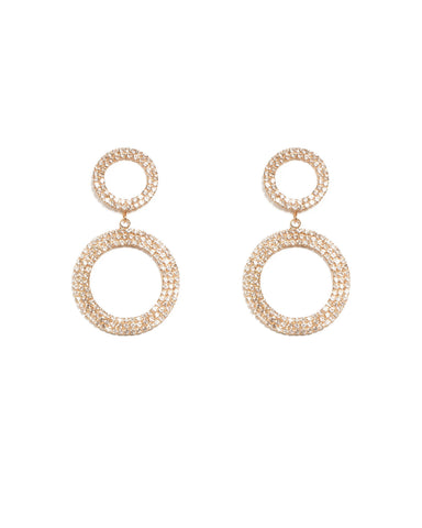 Diamante Cup Chain Round Gold Statement Earrings