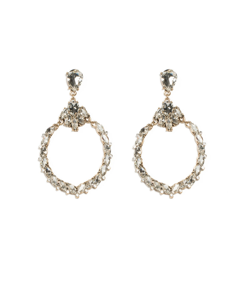 Teardrop Oval Gold Stone Statement Earrings