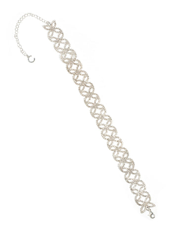 Diamante Cup Chain Pattern Silver Choker Necklace