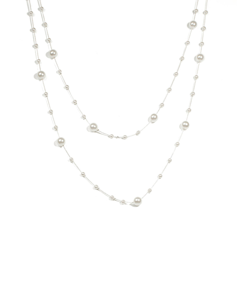 Ivory Pearl Stationed Multi Row Necklace