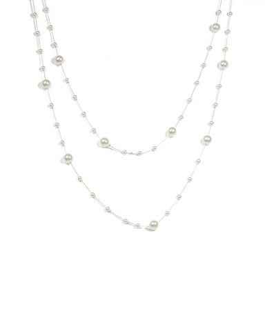 Ivory Pearl Stationed Multi Row Necklace