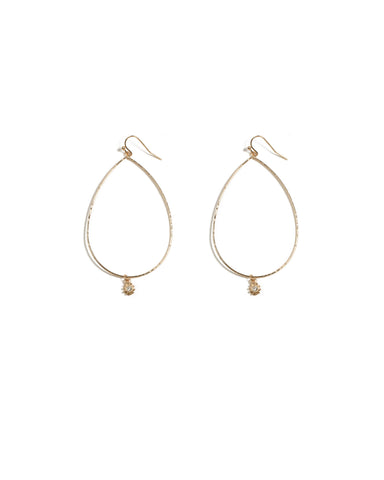Gold Tone Fine Metal Oval Bead Earrings