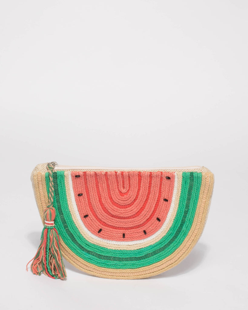 Multi Colour Watermelon Tassel Clutch Bag