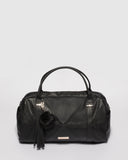 Black Textured Indie Weekender Bag With Gold Hardware