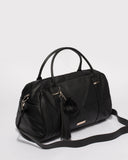Black Textured Indie Weekender Bag With Gold Hardware