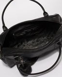 Black Textured Indie Weekender Bag With Gold Hardware